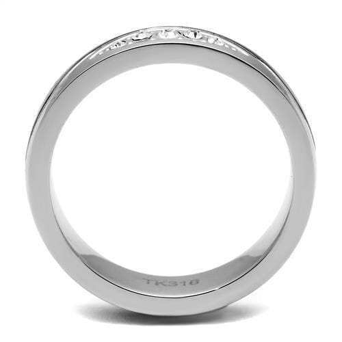 TK2568 - Two-Tone IP Black (Ion Plating) Stainless Steel Ring with Top Grade Crystal in Clear - Alamode - Flyclothing LLC