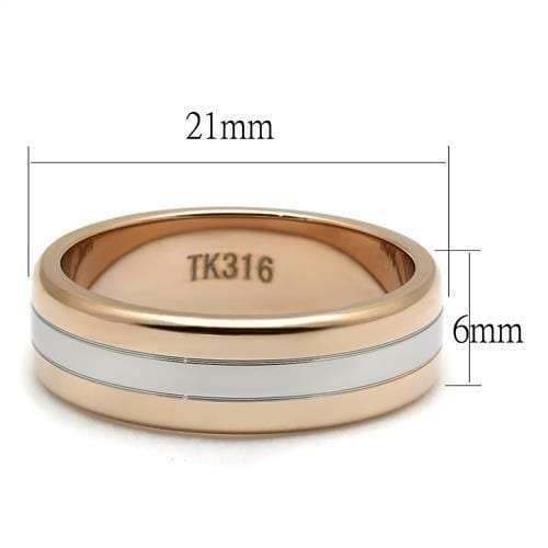TK2569 - Two-Tone IP Rose Gold Stainless Steel Ring with No Stone - Alamode - Flyclothing LLC