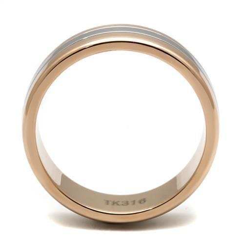 TK2569 - Two-Tone IP Rose Gold Stainless Steel Ring with No Stone - Alamode - Flyclothing LLC