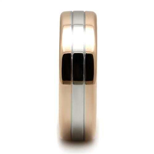 TK2569 - Two-Tone IP Rose Gold Stainless Steel Ring with No Stone - Alamode - Flyclothing LLC