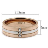 TK2570 - Two-Tone IP Rose Gold Stainless Steel Ring with Top Grade Crystal in Clear - Alamode - Flyclothing LLC