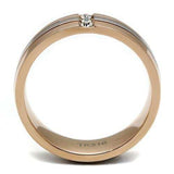 TK2570 - Two-Tone IP Rose Gold Stainless Steel Ring with Top Grade Crystal in Clear - Alamode - Flyclothing LLC
