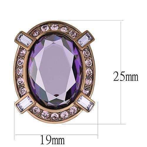 TK2571 - IP Coffee light Stainless Steel Earrings with AAA Grade CZ in Amethyst - Alamode - Flyclothing LLC