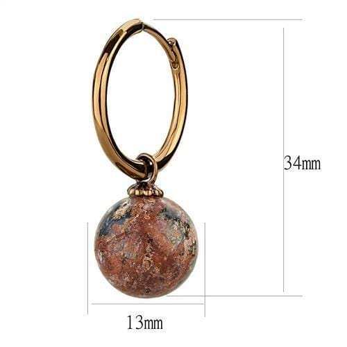 TK2572 - IP Coffee light Stainless Steel Earrings with Semi-Precious Leopard Stone in Multi Color - Alamode - Flyclothing LLC