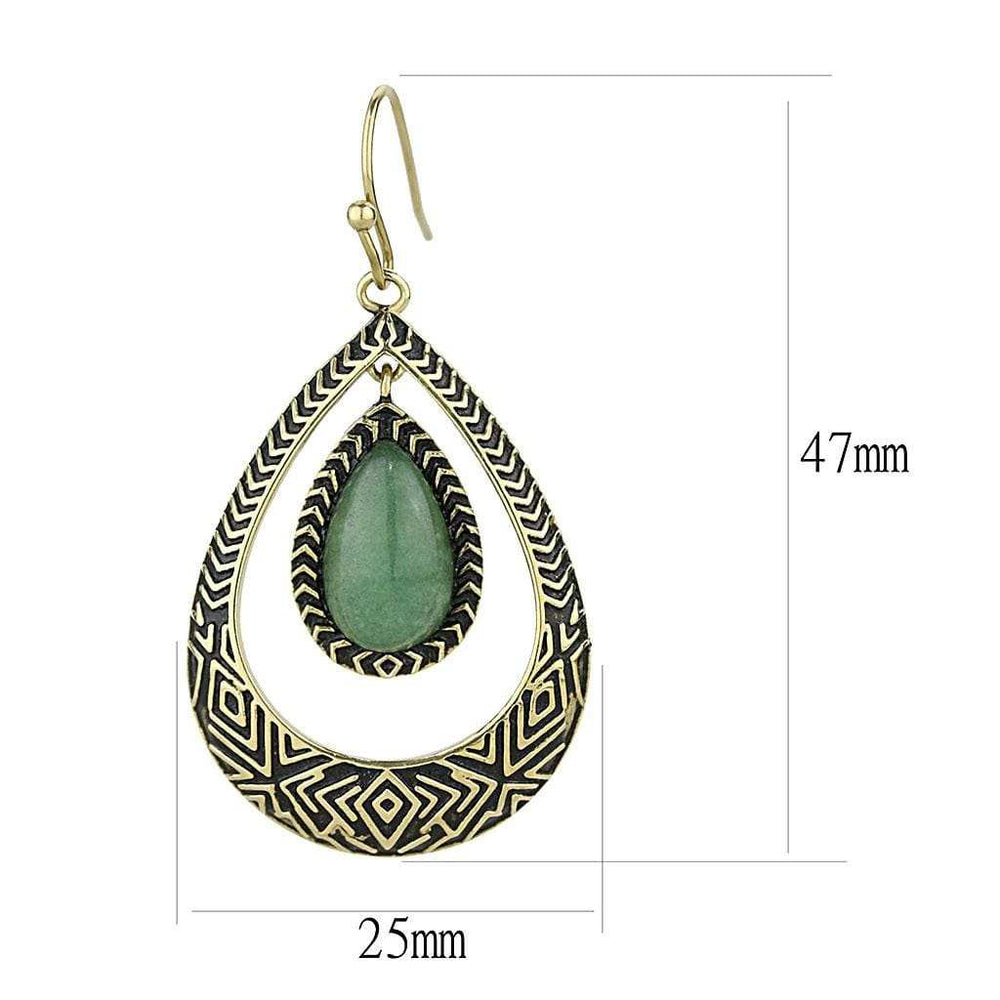 TK2576 - IP Gold(Ion Plating) Stainless Steel Earrings with Semi-Precious Jade in Emerald - Alamode - Flyclothing LLC