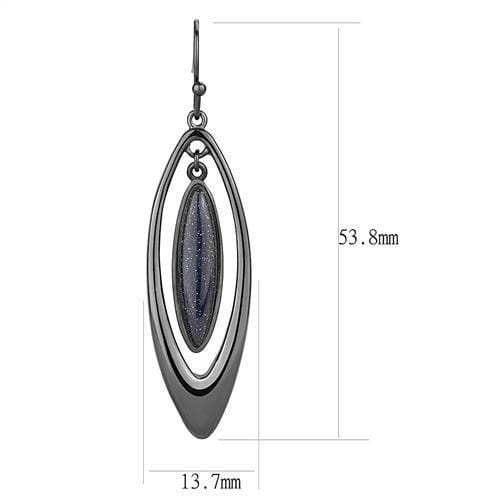 TK2577 - IP Light Black (IP Gun) Stainless Steel Earrings with Blue Sand in Montana - Alamode - Flyclothing LLC
