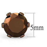 TK2586 - Two Tone IP Light Brown (IP Light coffee) Stainless Steel Earrings with AAA Grade CZ in Light Coffee - Alamode - Flyclothing LLC