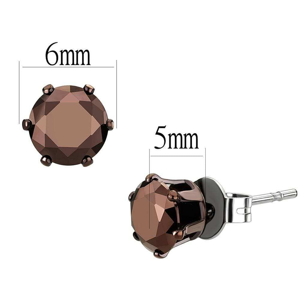 TK2587 - Two Tone IP Light Brown (IP Light coffee) Stainless Steel Earrings with AAA Grade CZ in Light Coffee - Alamode - Flyclothing LLC