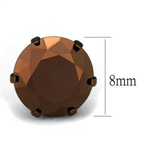 TK2589 - Two Tone IP Light Brown (IP Light coffee) Stainless Steel Earrings with AAA Grade CZ in Light Coffee - Alamode - Flyclothing LLC