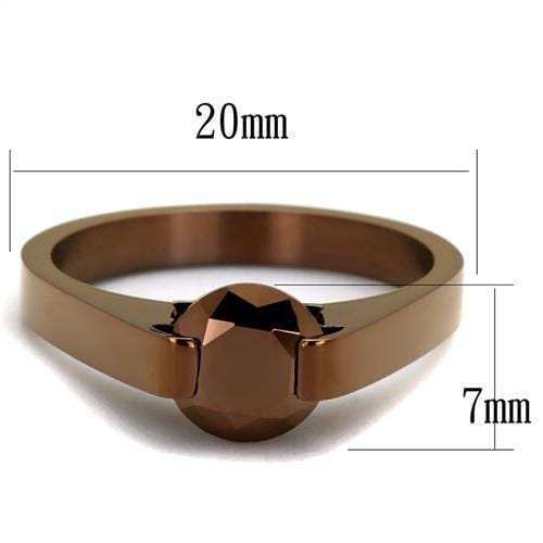 TK2594 - IP Coffee light Stainless Steel Ring with AAA Grade CZ in Light Coffee - Alamode - Flyclothing LLC