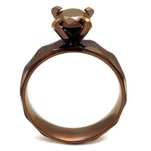 TK2596 - IP Coffee light Stainless Steel Ring with AAA Grade CZ in Light Coffee - Alamode - Flyclothing LLC