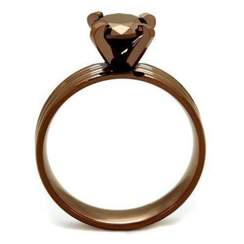 TK2597 - IP Coffee light Stainless Steel Ring with AAA Grade CZ in Light Coffee - Alamode - Flyclothing LLC