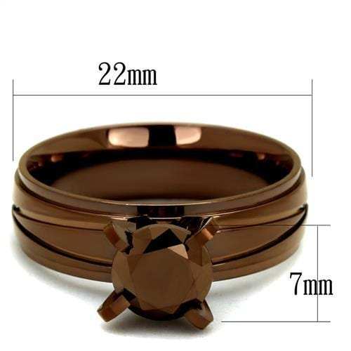 TK2598 - IP Coffee light Stainless Steel Ring with AAA Grade CZ in Light Coffee - Alamode - Flyclothing LLC
