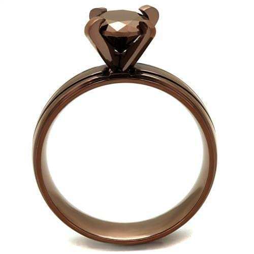 TK2598 - IP Coffee light Stainless Steel Ring with AAA Grade CZ in Light Coffee - Alamode - Flyclothing LLC