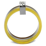 TK2600 - Three Tone IP(IP Gold & IP Light coffee & High Polished) Stainless Steel Ring with Top Grade Crystal in Clear - Alamode - Flyclothing LLC