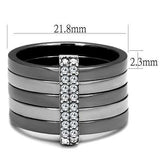 TK2602 - Two Tone IP Light Black (IP Gun) Stainless Steel Ring with Top Grade Crystal in Clear - Alamode - Flyclothing LLC