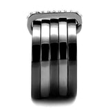 TK2602 - Two Tone IP Light Black (IP Gun) Stainless Steel Ring with Top Grade Crystal in Clear - Alamode - Flyclothing LLC