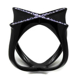 TK2603 - IP Black(Ion Plating) Stainless Steel Ring with Top Grade Crystal in Amethyst - Alamode - Flyclothing LLC