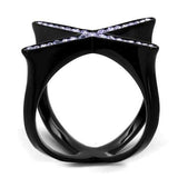 TK2603 - IP Black(Ion Plating) Stainless Steel Ring with Top Grade Crystal in Amethyst - Alamode - Flyclothing LLC