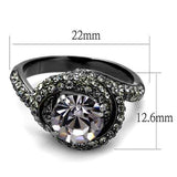 TK2604 - IP Light Black (IP Gun) Stainless Steel Ring with Top Grade Crystal in Light Amethyst - Alamode - Flyclothing LLC