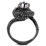 TK2604 - IP Light Black (IP Gun) Stainless Steel Ring with Top Grade Crystal in Light Amethyst - Alamode - Flyclothing LLC