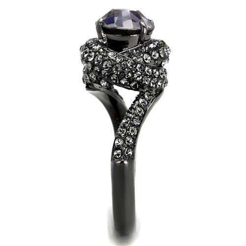 TK2604 - IP Light Black (IP Gun) Stainless Steel Ring with Top Grade Crystal in Light Amethyst - Alamode - Flyclothing LLC