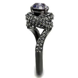 TK2604 - IP Light Black (IP Gun) Stainless Steel Ring with Top Grade Crystal in Light Amethyst - Alamode - Flyclothing LLC