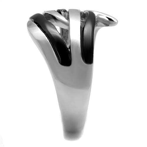TK2605 - Two-Tone IP Black (Ion Plating) Stainless Steel Ring with No Stone - Alamode - Flyclothing LLC