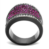 TK2606 - IP Light Black (IP Gun) Stainless Steel Ring with Top Grade Crystal in Amethyst - Alamode - Flyclothing LLC