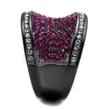 TK2606 - IP Light Black (IP Gun) Stainless Steel Ring with Top Grade Crystal in Amethyst - Alamode - Flyclothing LLC