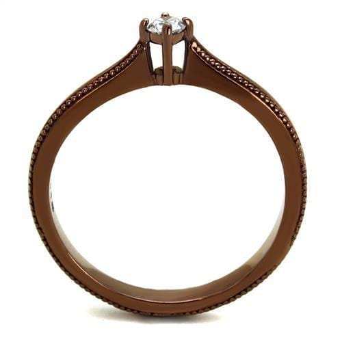 TK2610 - IP Coffee light Stainless Steel Ring with AAA Grade CZ in Clear - Alamode - Flyclothing LLC