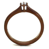 TK2610 - IP Coffee light Stainless Steel Ring with AAA Grade CZ in Clear - Alamode - Flyclothing LLC