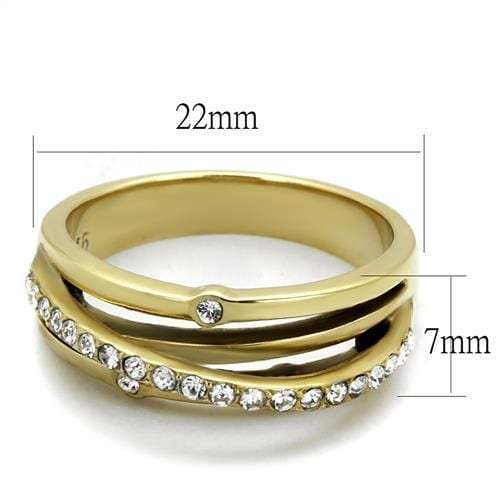 TK2611 - IP Gold(Ion Plating) Stainless Steel Ring with Top Grade Crystal in Clear - Alamode - Flyclothing LLC