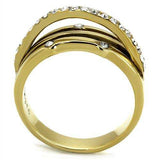 TK2611 - IP Gold(Ion Plating) Stainless Steel Ring with Top Grade Crystal in Clear - Alamode - Flyclothing LLC