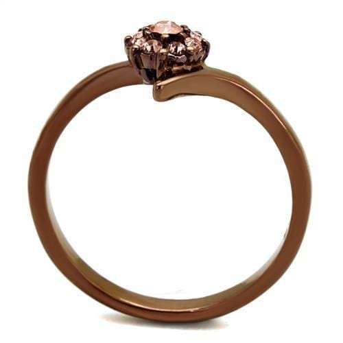TK2612 - IP Coffee light Stainless Steel Ring with Top Grade Crystal in Light Peach - Alamode - Flyclothing LLC