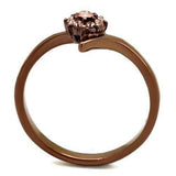 TK2612 - IP Coffee light Stainless Steel Ring with Top Grade Crystal in Light Peach - Alamode - Flyclothing LLC