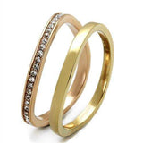 TK2613 - IP Gold & IP Rose Gold (Ion Plating) Stainless Steel Ring with Top Grade Crystal in Clear - Alamode - Flyclothing LLC