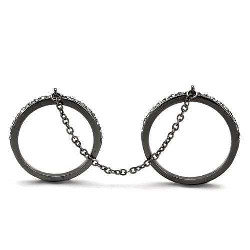 TK2614 - IP Light Black (IP Gun) Stainless Steel Ring with Top Grade Crystal in Jet - Alamode - Flyclothing LLC