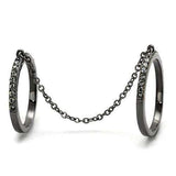 TK2614 - IP Light Black (IP Gun) Stainless Steel Ring with Top Grade Crystal in Jet - Alamode - Flyclothing LLC