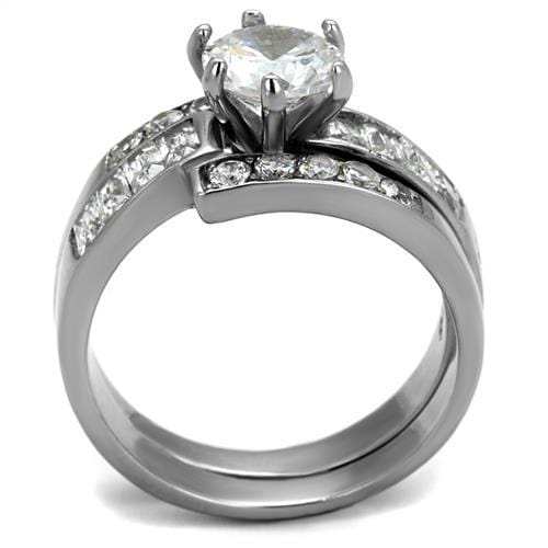 TK2616 - No Plating Stainless Steel Ring with AAA Grade CZ in Clear - Alamode - Flyclothing LLC