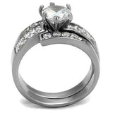 TK2616 - No Plating Stainless Steel Ring with AAA Grade CZ in Clear - Alamode - Flyclothing LLC