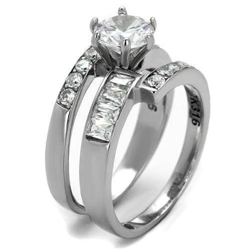 TK2616 - No Plating Stainless Steel Ring with AAA Grade CZ in Clear - Alamode - Flyclothing LLC