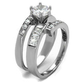 TK2616 - No Plating Stainless Steel Ring with AAA Grade CZ in Clear - Alamode - Flyclothing LLC