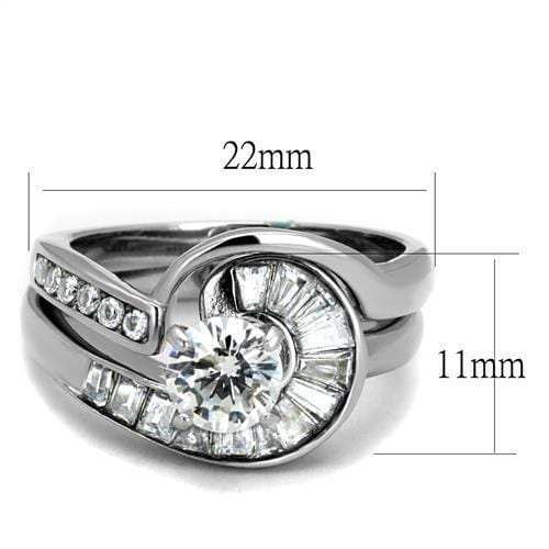 TK2617 - No Plating Stainless Steel Ring with AAA Grade CZ in Clear - Alamode - Flyclothing LLC