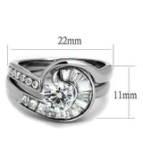 TK2617 - No Plating Stainless Steel Ring with AAA Grade CZ in Clear - Alamode - Flyclothing LLC
