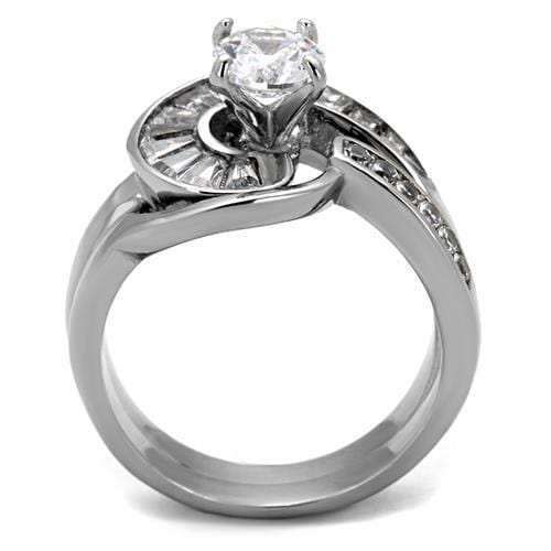 TK2617 - No Plating Stainless Steel Ring with AAA Grade CZ in Clear - Alamode - Flyclothing LLC