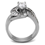 TK2617 - No Plating Stainless Steel Ring with AAA Grade CZ in Clear - Alamode - Flyclothing LLC