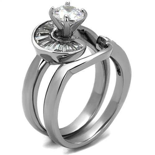 TK2617 - No Plating Stainless Steel Ring with AAA Grade CZ in Clear - Alamode - Flyclothing LLC
