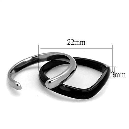 TK2618 - Two-Tone IP Black (Ion Plating) Stainless Steel Ring with No Stone - Alamode - Flyclothing LLC