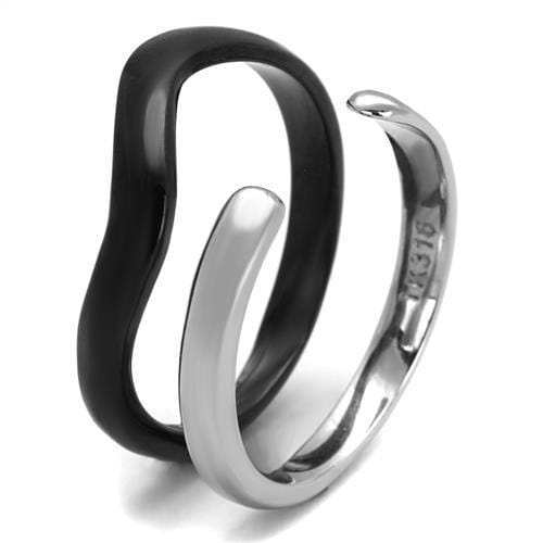 TK2618 - Two-Tone IP Black (Ion Plating) Stainless Steel Ring with No Stone - Alamode - Flyclothing LLC